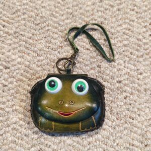 Handmade Leather Frog Wristlet Coin Purse Zipper Pouch Wallet